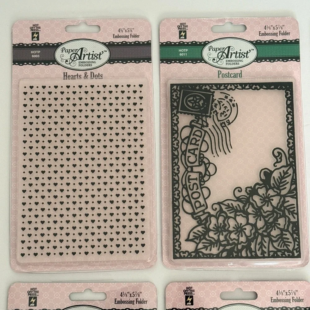 Lot of 8 Paper Artist Embossing Folders Hot Off The Press Card‎ Making Craft